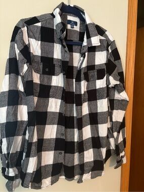George Black & White Buffalo Plaid Button-Down Shirt